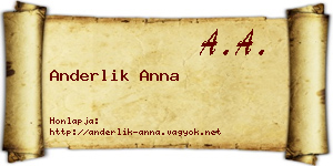 Anderlik Anna névjegykártya